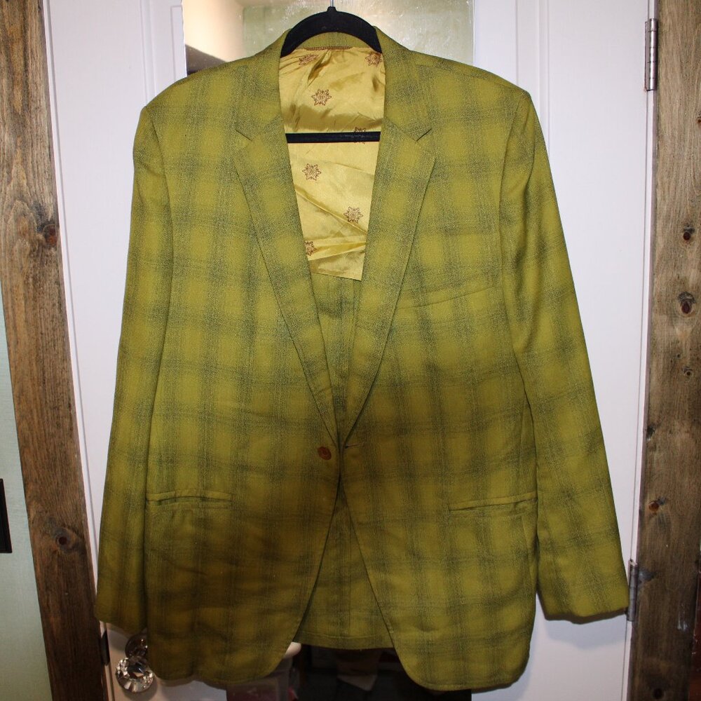 Green plaid blazer jacket